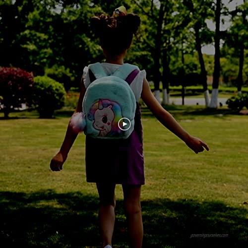 Kids Unicorn Backpack For School Furry Cartoon Preschool Bookbag Small Daybackpack For Girls(Pink)