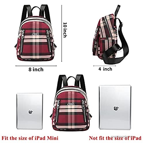 Korean Style Mini Plaid Backpack Lightweight Daily Tiny Daypack for Women Girls