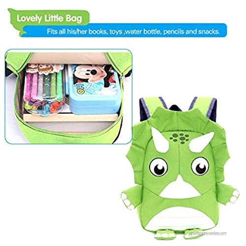 Lekesky Kids Backpack with Leash for Toddlers Boys and Girls Cute Toddler Backpack for Preschool Kids 3D Dinosaur Backpack Green