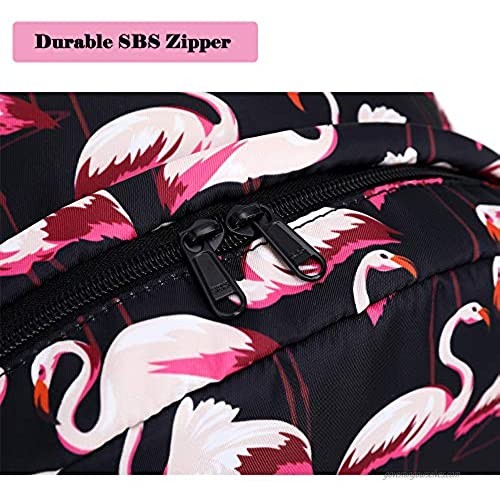 Lmeison Flamingo Backpack Waterproof College Bookbag with Lunch Bag and Pencil Case for Women Teen Girls Lightweight Travel Daypack 14inch Laptop Bag for School