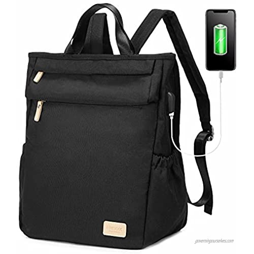 LOVEVOOK Canvas Backpack for Women 14"  Lightweight Durable Commuter Travel Work Bag  Casual School Bookbag