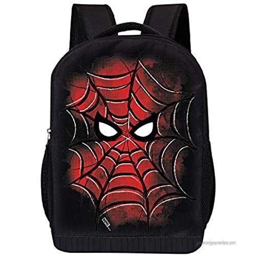 MARVEL COMICS CLASSIC SPIDERMAN BACKPACK - MARVEL BLACK SPIDERMAN 18 INCH AIR MESH PADDED BAG (Spiderman Web Eyes)