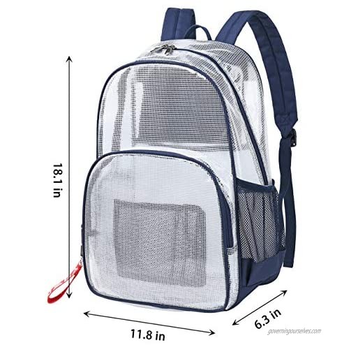 Mygreen Stadium Approved Backpack Heavy Duty School Bag for 15.6 Laptop Clear