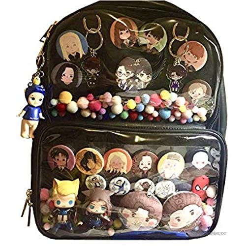 Patty Both Clear Backpack Transparent Ita Bag for Anime Lolita Bag DIY Cosplay(Ita Bag Black)