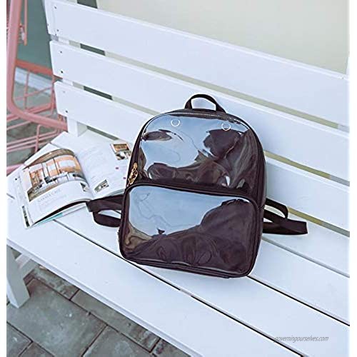 Patty Both Clear Backpack Transparent Ita Bag for Anime Lolita Bag DIY Cosplay(Ita Bag Black)