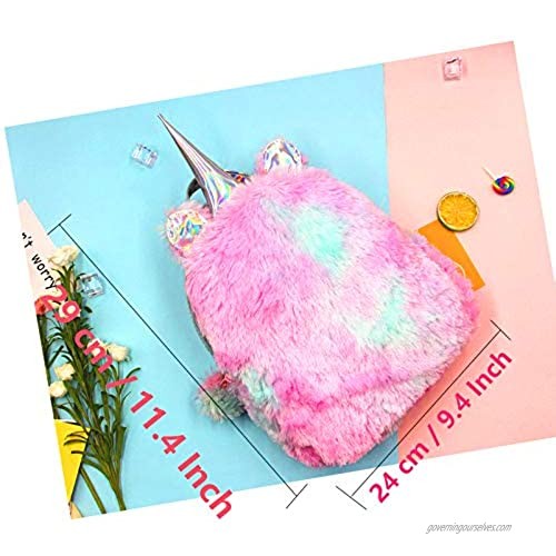 PGYFIS Plush Mini Backpack Girls Schoolbag Cute Soft bookbag Toddler student Travel Backpack (purple)