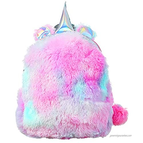 PGYFIS Plush Mini Backpack Girls Schoolbag Cute Soft bookbag Toddler student Travel Backpack (purple)