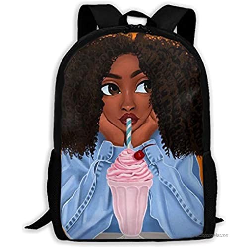 SARA NELL School Backpack Black Girl African American Girl Love Drink Bookbag Casual Travel Bag For Teen Boys Girls