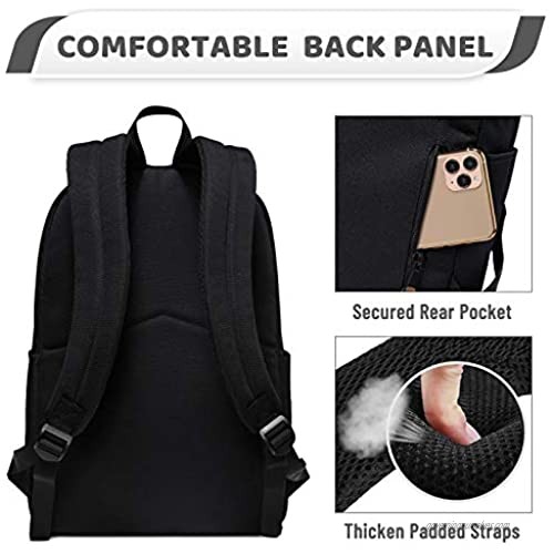 School Backpack VASCHY Water Resistant Lightweight Casual Backpack for Men Women with Padded Laptop Sleeve Black
