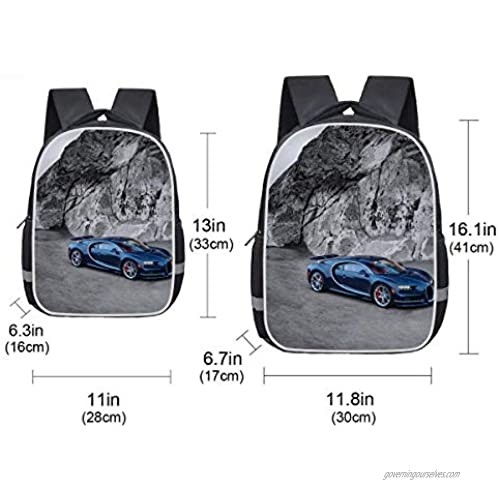 School Bags for Boys Blue Sports Car on Mountain Teens Backpack Lightweight Students Bookbag 16'11'6.7
