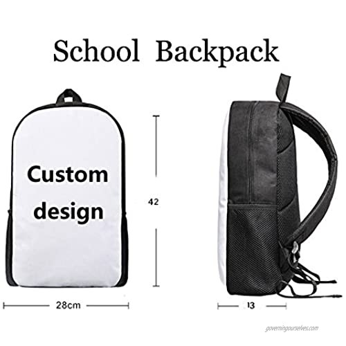 Showudesigns Shark Print Student School Bag Set with 17inch Backpack/Lunch Bag/Pencil Bag