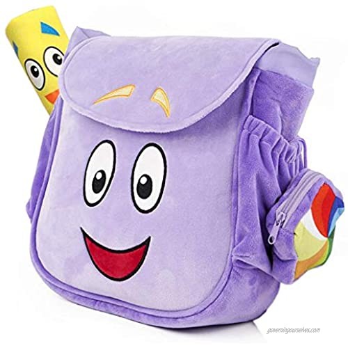 TIMSOPHIA Creative Backpack with Map Toys School Bag Purple Cartoon Storage Bookbag(A)
