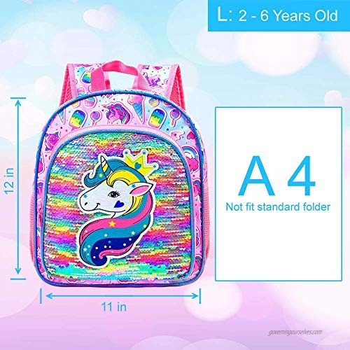 Toddler Backpack 12.5 Unicorn Sequin Girsl Bookbag