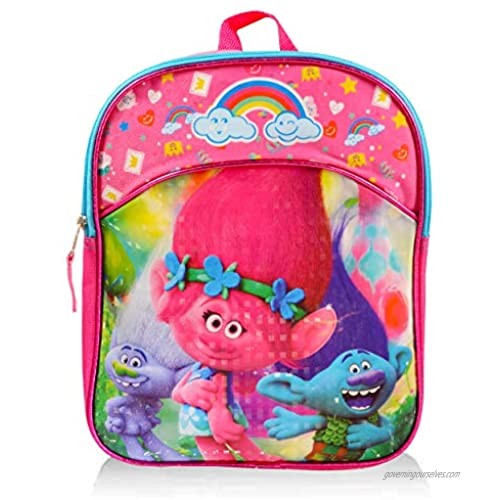 Trolls Mini Backpack for Girls ~ 11 Poppy Trolls School Bag for Toddlers Preschoolers Kindergarten with Stickers Door Hanger and More (Trolls School Supplies Bundle)