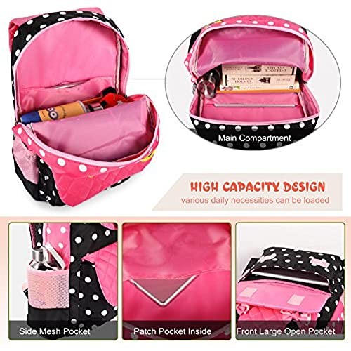 Vbiger Casual School Bag Children School Backpacks for Teen Girls Pink-black)