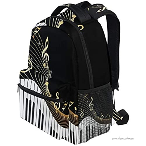 XMCL Piano Keyboard Music Note Durable Backpack College School Book Shoulder Bag Travel Daypack for Boys Girls Man Woman