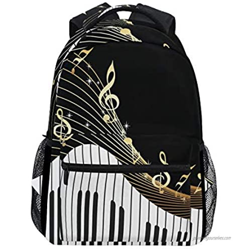 XMCL Piano Keyboard Music Note Durable Backpack College School Book Shoulder Bag Travel Daypack for Boys Girls Man Woman