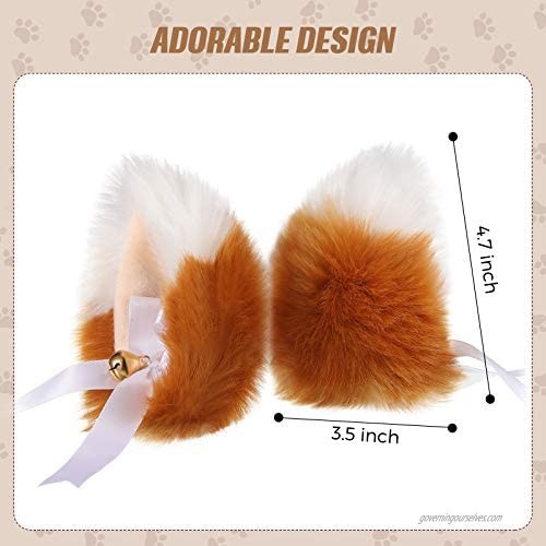 2 Pairs Cat Ears Hair Clip with Bell 2 Pieces Cat Ears Headbands Cosplay Costume Party Lolita Hairclip Headwear Headpiece Hair Accessories for Women Girls Kids