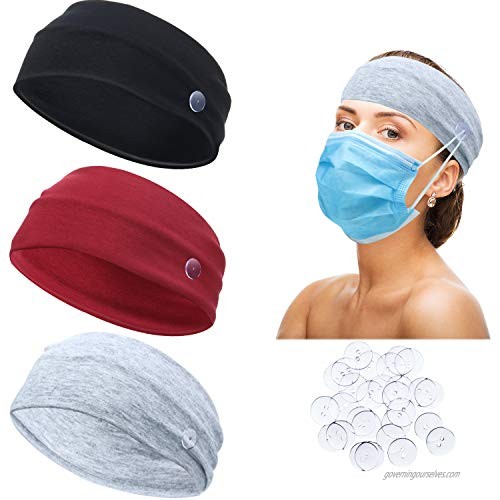3 pieces of button-type headband holder non-slip nurse headband multicolor ear protectors men and women ear protection （freedom diy choice)