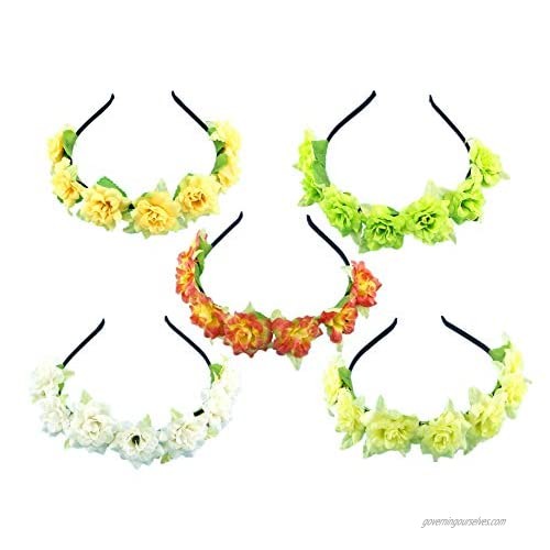 5 PCS Bohemian Flower headband Crown Floral Hair Wreath Hair Accessories for girls(BFG33-5C)