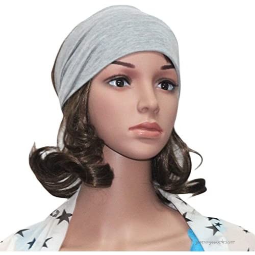 BaiX Women's Solid Stretch Wide Sports Headband Cotton Yoga Hairband Bandanas