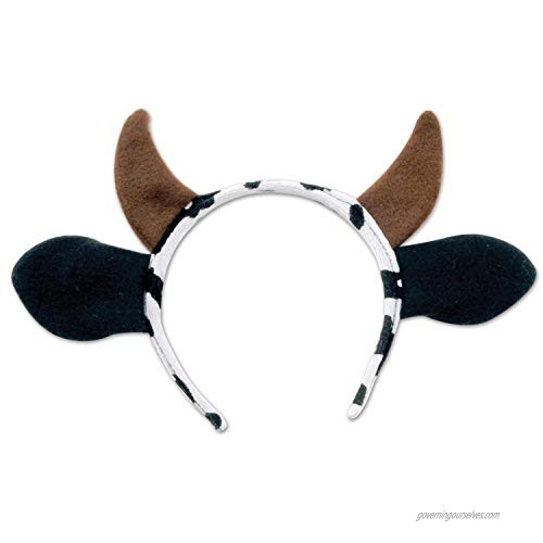 Beistle 60035 Cow Headband  White/Black/Brown (2 Units)