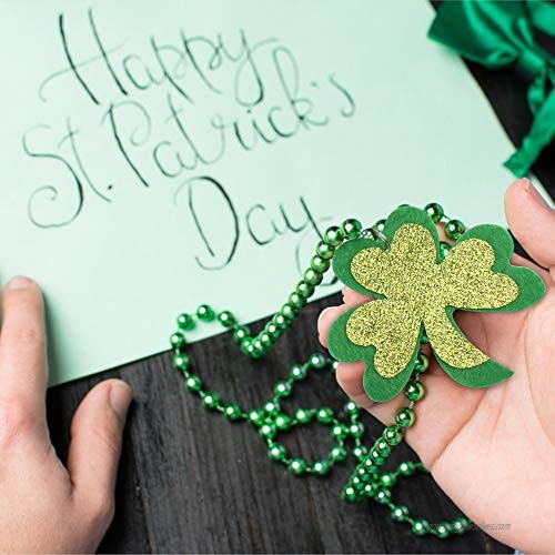 Canitor St. Patrick's Day Accessories Set 5PCS St. Patrick's Day Party Favors Parade Costume with Sequin Bow Shamrock Hat Beads Necklace Shamrock Eyeglasses Tattoos Stickers for Kids and Adults