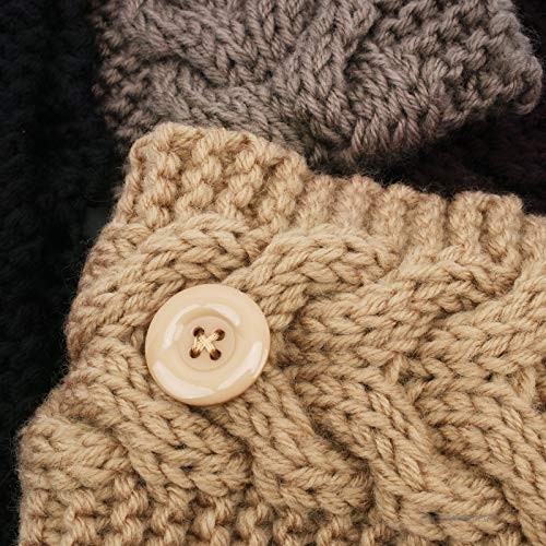 Casoty 4 Pieces Warm Knitted Headbands Winter Button Headband Braided Headbands Crochet Turban Headbands Ear Warmer Headband for Women
