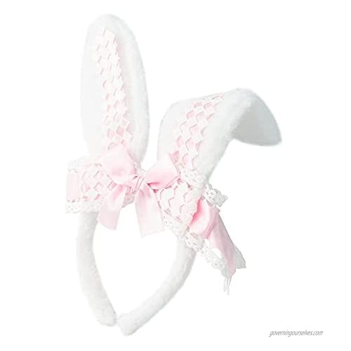 DAZCOS Bunny Lace Headband with Bow Gothic Lolita Cosplay Accessory