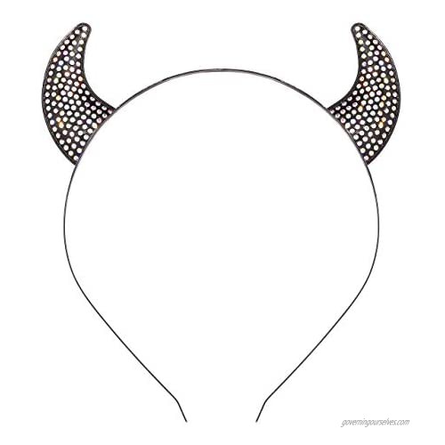 Devil Horn Headbands Halloween Crystal Horns Hairband Demon Ears Headwear