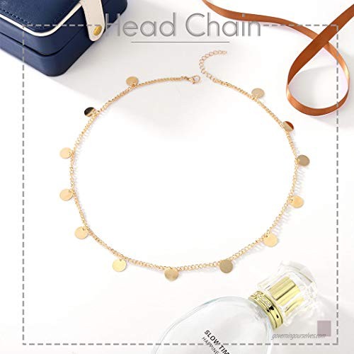 Evazen Boho Head Chain Gold Coin Headpieces Hair Accessories for Women and Girls