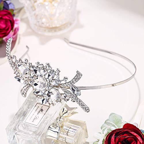EVER FAITH Bridal Flower Bouquet Hair Headband Austrian Crystal Crown