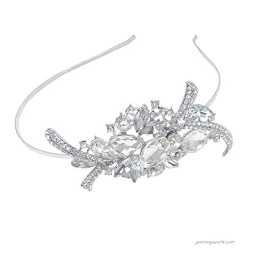 EVER FAITH Bridal Flower Bouquet Hair Headband Austrian Crystal Crown