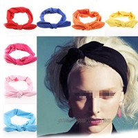 Ewanda store Women's Elastic Rabbit Ear Headband Turban Headwrap Knotted Soft Twisted Headband Cross Knot Hair Bands(Hot Pink)
