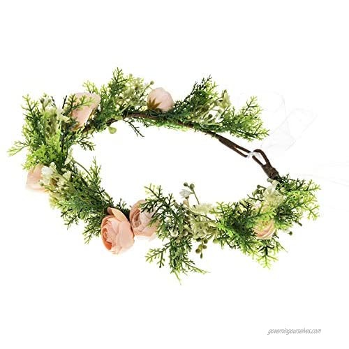 Floral Fall Camellia Flower Halo Wedding Greenery Crown Bridal Headpiece FL-22