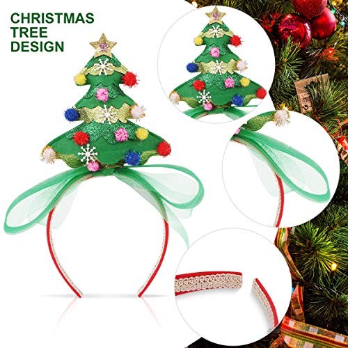 FRCOLOR Christmas Headwear Headbands Bulk Elf Party Hats Christmas Tree Headband for Kids Adults 3PCs