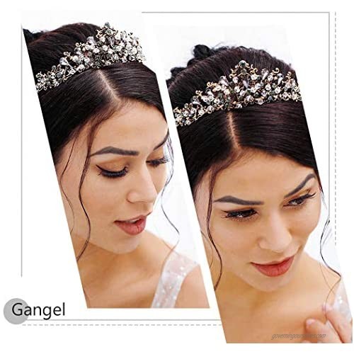 Gangel Black Gold Baroque Crowns Vintage Queen Bridal Bronze Tiaras with Crystal Rhinestone Crown Hair Accessories for Women And Girls Wedding Prom Birthday Party Halloween Christmas Cosplay