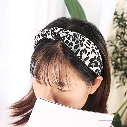 Haloty Boho Knotted Headbands Leopard Print Knot Headband Bow Fashion Wide Headwrap Head Band Elastic Hair Accessories for Women and Grils (Boho)