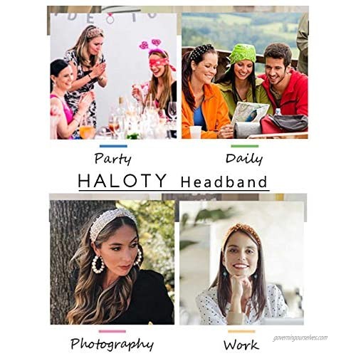 Haloty Boho Wide Plain Yoga Headbands Knot Workout Headband Fashion Elastic Hairband Hair Accessories for Women and Girls (White)