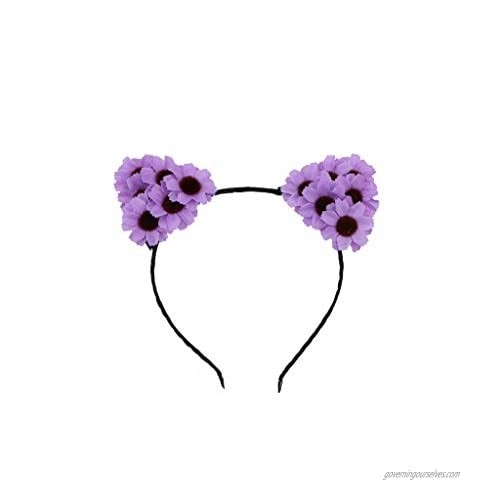 HH Building Daisy Flower Cat Ear Handmade Headband Hairband Costume Headpieces (Purple)