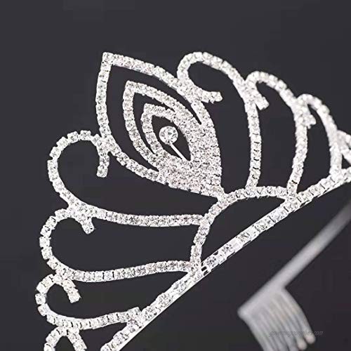 HIPIHOM Rhinestone Crystal Tiara Wedding Bridal Prinecess Tiara Crown Headband Birthday Halloween Party Supplies Silver