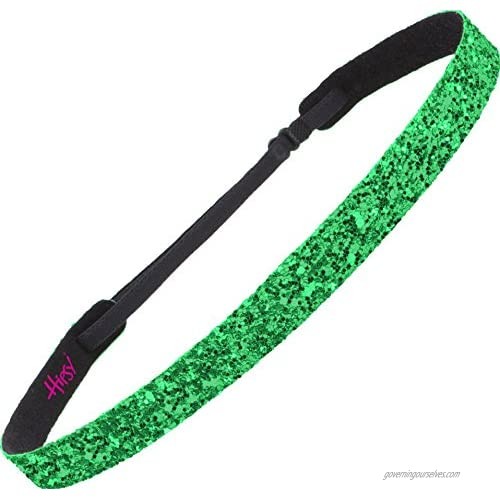 Hipsy Girl's Adjustable NO SLIP Bling Glitter Skinny Headband Gift Packs (Peacock/Hot Pink/Royal/Green/Purple 5pk)