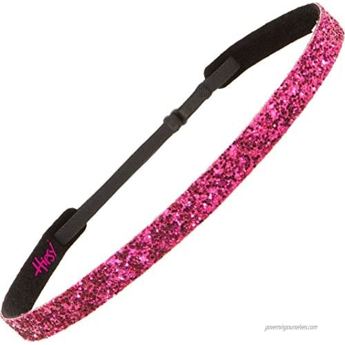 Hipsy Girl's Adjustable NO SLIP Bling Glitter Skinny Headband Gift Packs (Peacock/Hot Pink/Royal/Green/Purple 5pk)