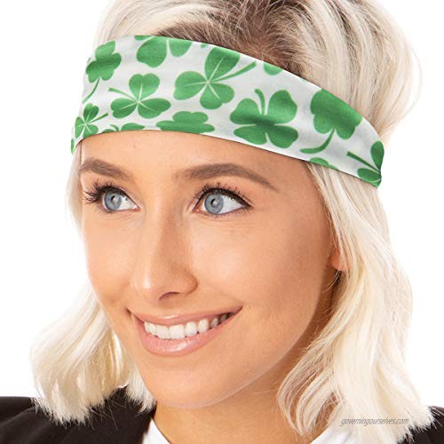 Hipsy Irish Green Headband St Patricks Day Accessories Clover Shamrocks Headband Multi Packs (St Patrick's Black/White Shamrocks/Green Xflex 3pk)