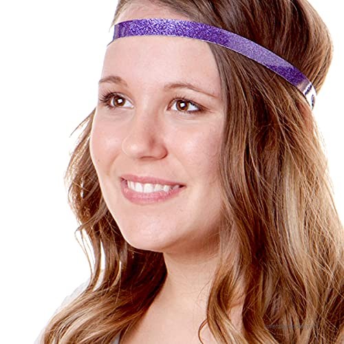 Hipsy Women's NO SLIP Skinny Glitter Hair Headbands Multi 3pk (Purple/Silver/Pink)