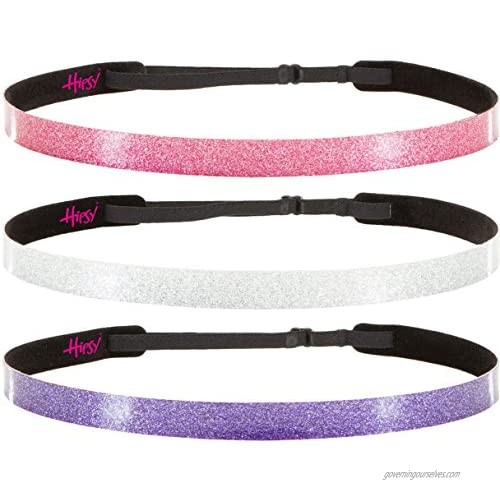 Hipsy Women's NO SLIP Skinny Glitter Hair Headbands Multi 3pk (Purple/Silver/Pink)