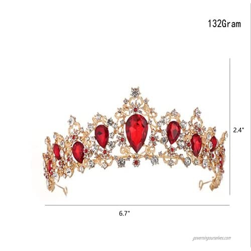Kamirola -Tiara Crown for Women Rhinestone Queen Crowns Wedding Party Tiara Crowns Headband (Red)