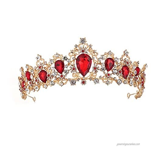 Kamirola -Tiara Crown for Women  Rhinestone Queen Crowns Wedding Party Tiara Crowns Headband (Red)