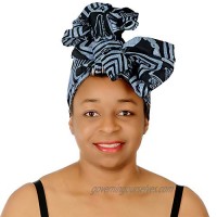 KENTE Head Scarfs and Wraps African Print Turban Hats Green  Black and Orange (Ankara Bamileke Tribe Royalty - Navy Blu)