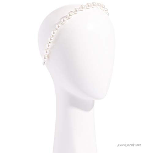 L. Erickson Studded Pearl Headband - Pearl | Silver